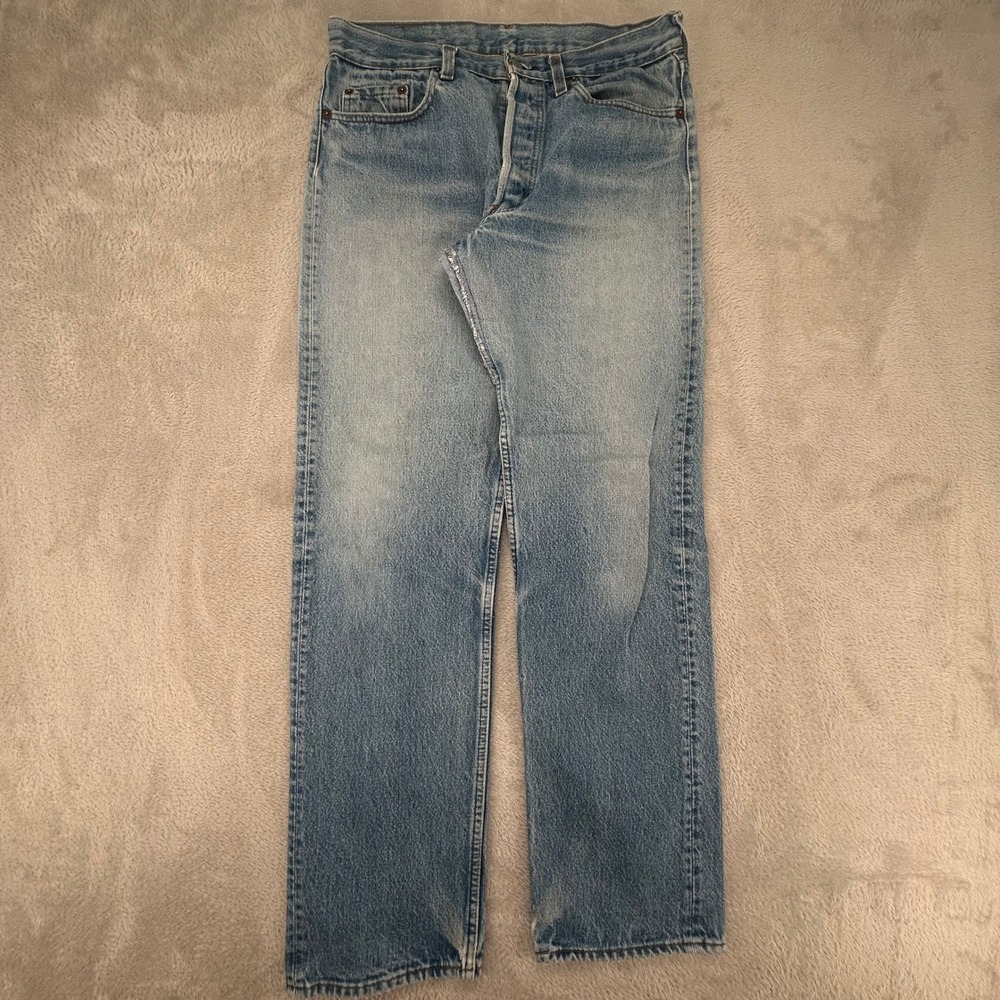 Levi's Mens 501 Straight Leg Jeans 34x30 Blue Preowned Button Fly Denim